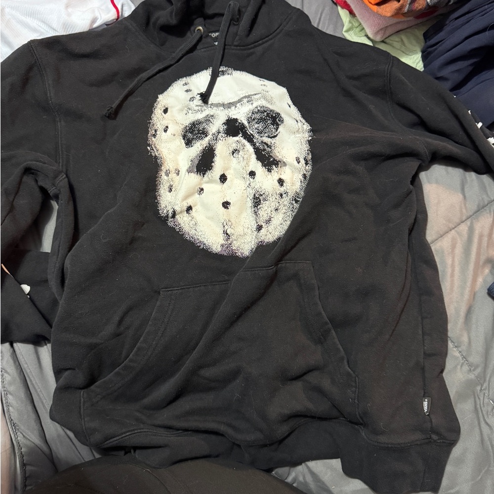 Vans Black Hoodie with Skull Graphic